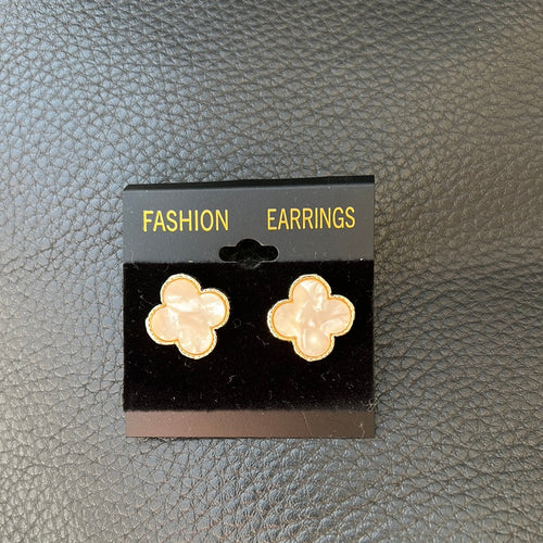 Pearl Four Leaf Clover Earrings