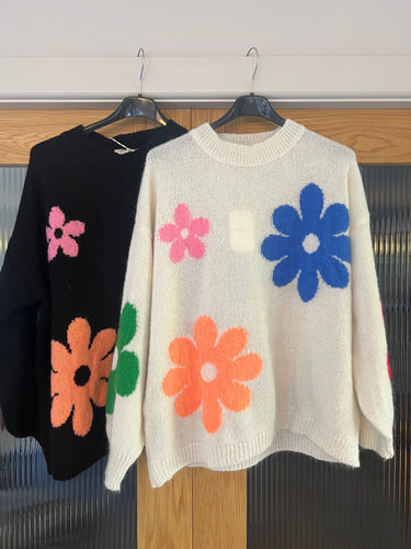 Round Neck Bright Colour Print Flowers
