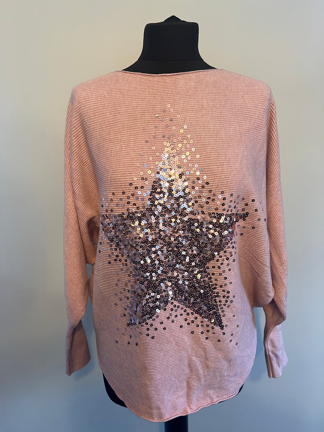 Batwing sequin star jumper