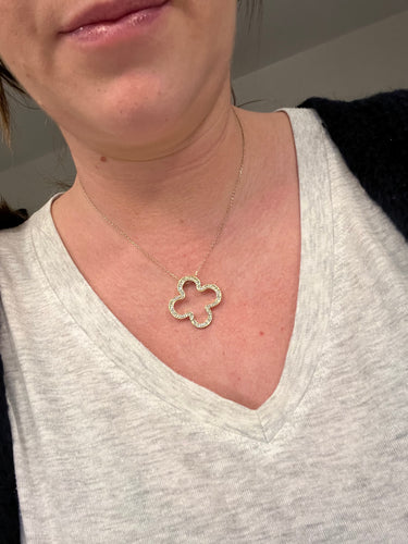 Large Four Leaf Diamanté necklace