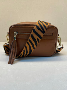 Zebra Print Bag Straps - Gold Hardware