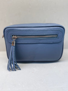 Crossbody Leather bag with Tassel- Silver Hardware