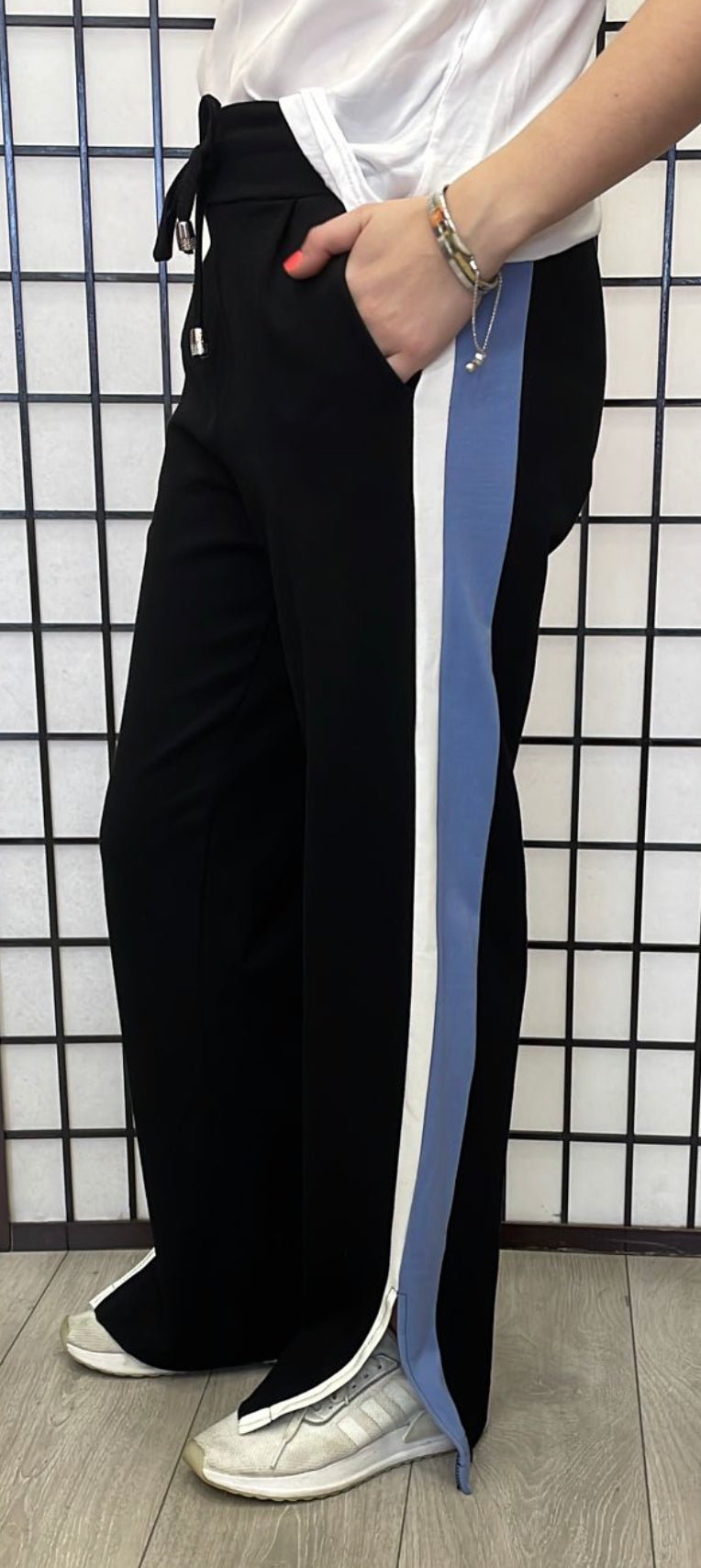 Reiss Frazer - Navy Wide Leg Side Stripe Trousers, Us 12r in Blue | Lyst