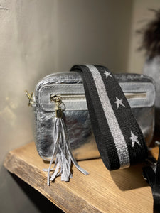 Crossbody Strap - Black and Silver Gold Hardware by B & Floss