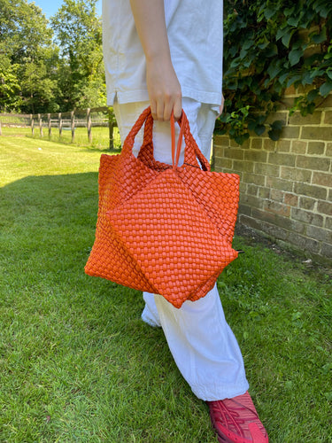 Hand Knitted Leather Tote Bag